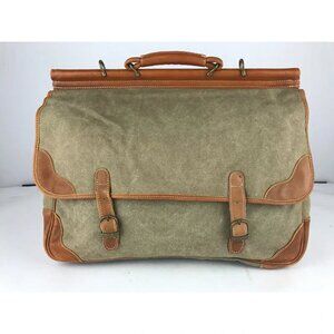 Unisex Adults Beige Brown Canvas Inner Zip Pockets Top Handle Messenger‎ Bag